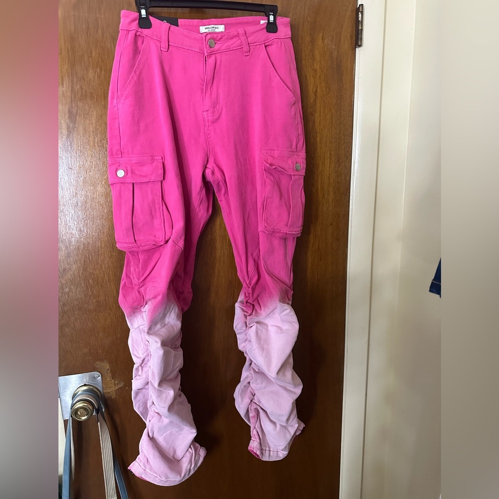 Pink Cargo Pants with Ombre Design